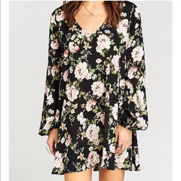 Show Me Your MuMu Courtney Loves Roses Floral Shift Dress Balloon Sleeves XS - Picture 2 of 8